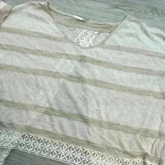 Free People Tan V-Neck Long Sleeve Top Size M - Picture 11 of 11